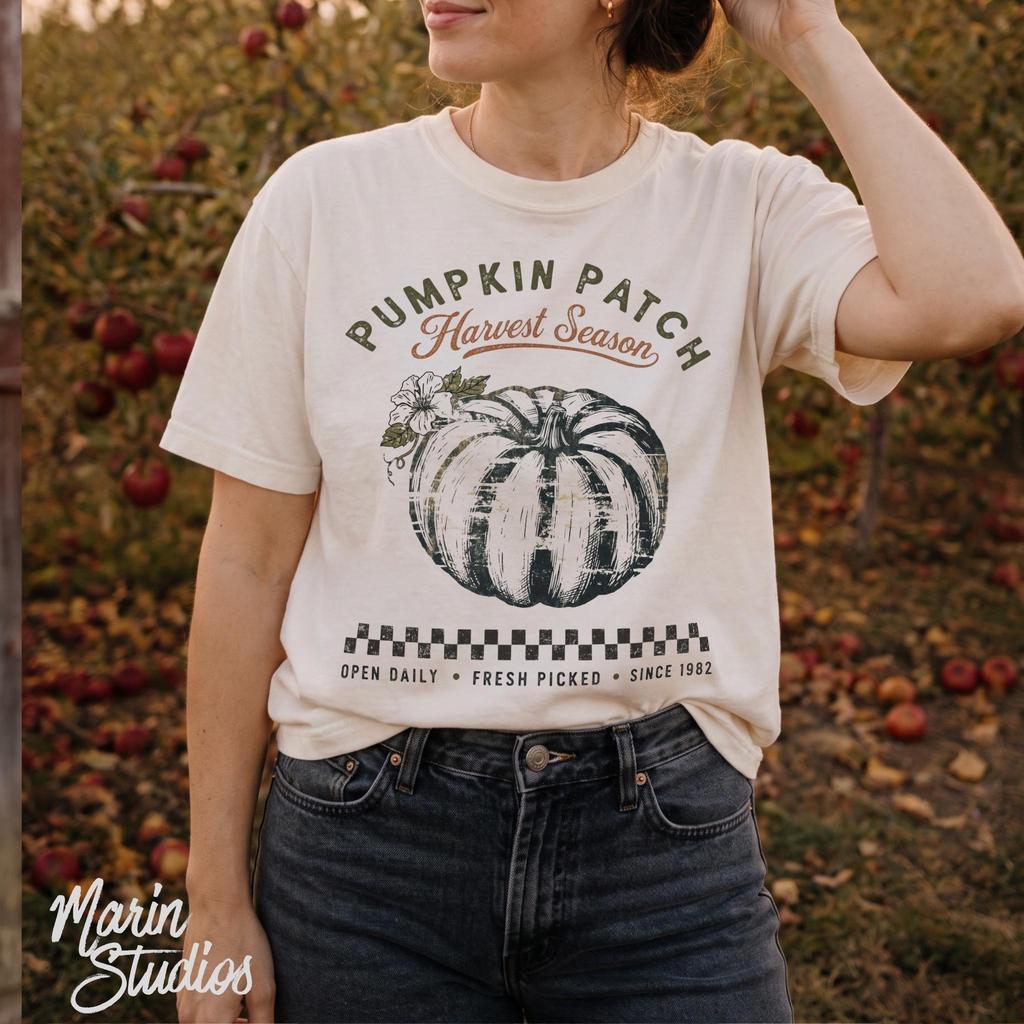 Comfort Colors Pumpkin Patch Shirt, Harvest Season Fall Graphic Tee