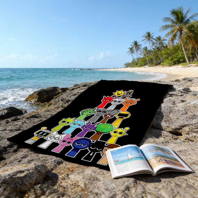 Ultra-Soft Beach Towel with Sprunki Theme,Ideal for Pool - Camping, Diving - Perfect Travel Essential, Vibrant Beach Towel.