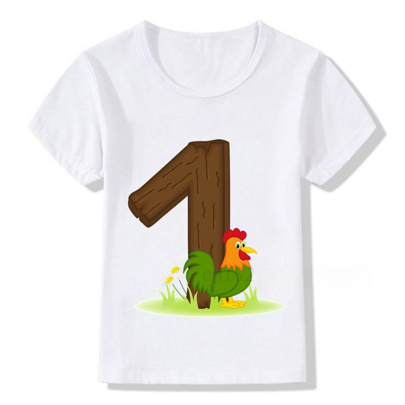 Детская милая футболка с принтом цифр на день рождения для мальчиков и девочек 1–9 лет, детская футболка с изображением животных на день рождения для мальчиков и девочек, забавная подарочная футболка, подарок