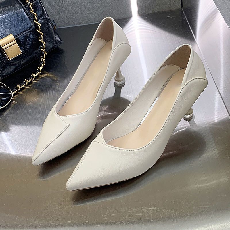 With skirt versatile temperament elegant high heels 2025 spring and summer Internet celebrity explosion retro style shallow mouth comfortable single s