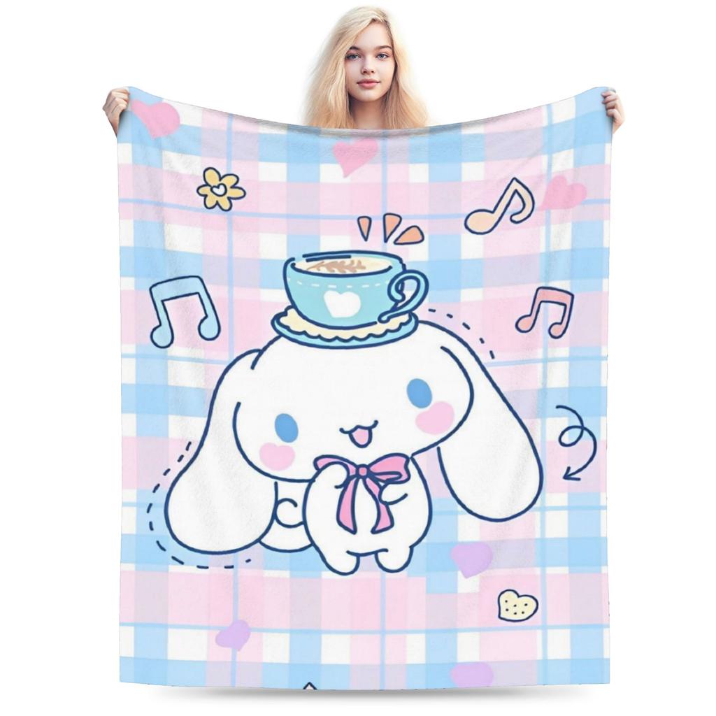 Kawaii Cinnamoroll Fleece Blanket Sanrio Cute Cartoon Dog Vintage Throw Blanket for Home Hotel Sofa 200x150cm Rug Piece