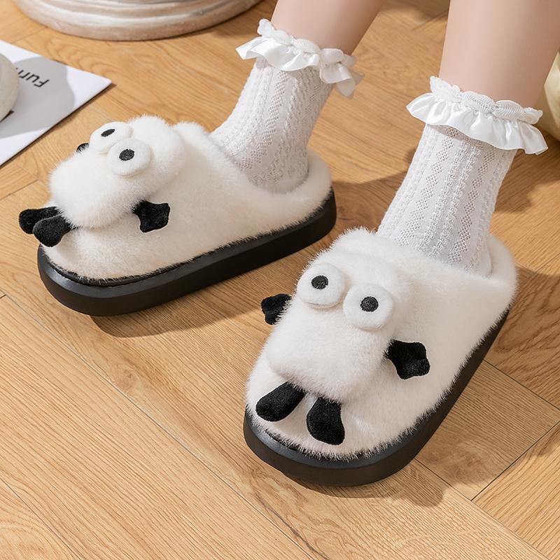 Модные черные пушистые тапочки унисекс зимние сохраняющие тепло плюшевые тапочки для мужчин домашние удобные мультяшные пушистые туфли для женщин