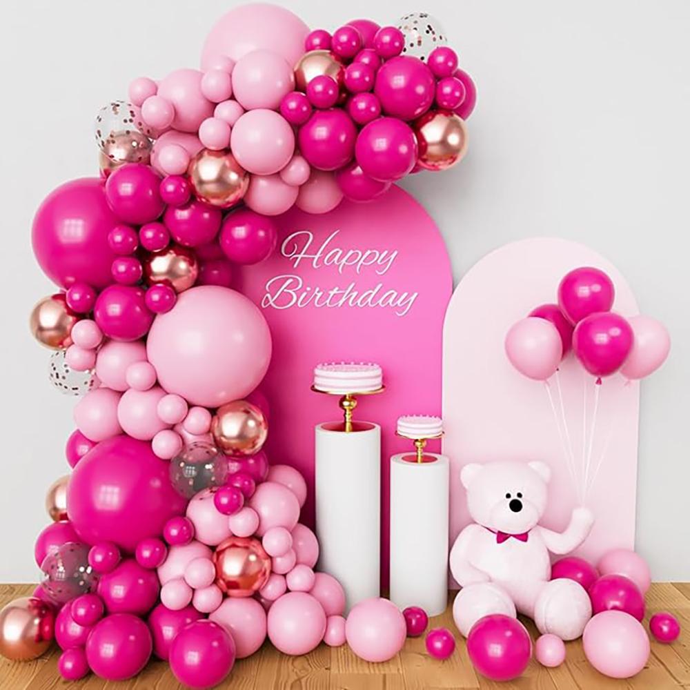 Rose Pink Balloons Garland Arch White Gold Confetti Balloon Kit Baby Shower Wedding Anniversary Birthday Party Decoration Globos