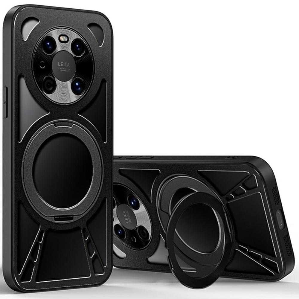 Для Huawei Mate 40 Pro 4G/5G Чехол Магнитная подставка Полая теплоотводящая Силикон+ПК+Металлический бампер Чехол для телефона