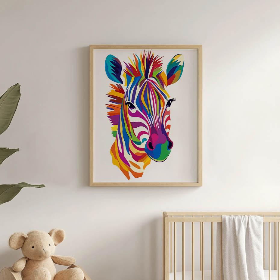 Plakat Tęczowa Zebra Plakat Tęczowa Zebra, 30X40 Cm, Bez Ramy, Papier Matowy 230 Gsm