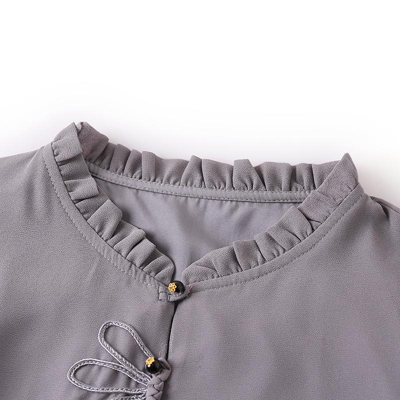 Chic Women's Suit: Mesh Sleeve Top & Wide-Leg Pants Set for Stylish Middle-Aged and Elderly Moms