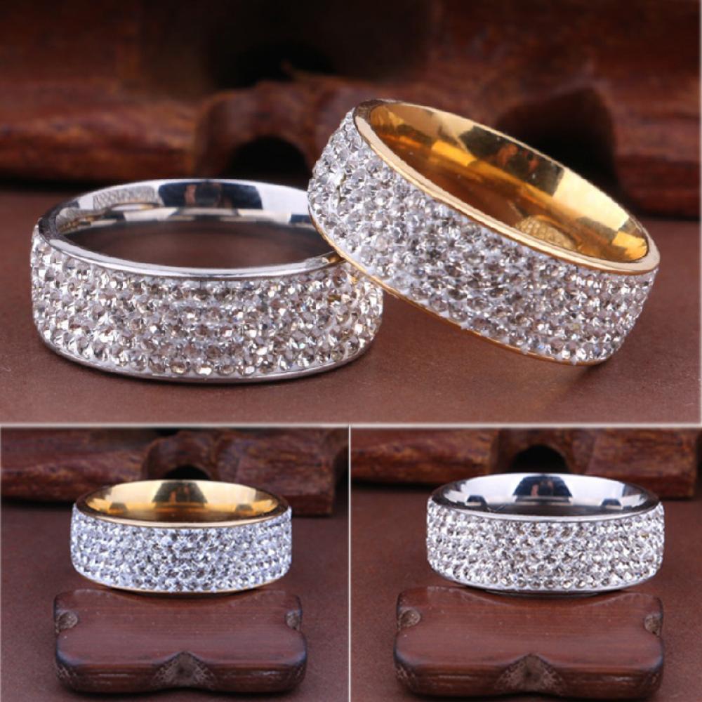 Fashion Unisex Women/Men Jewelry Weddig Stainless Steel Full Filled Zircon Band Ring