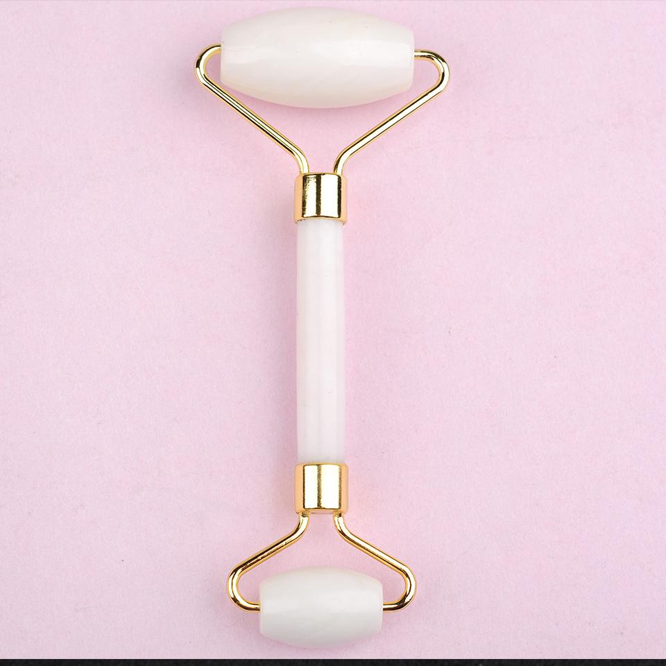 Massager For Face Lift Up Jade Stone Roller White Quartz Natural Crystal Stone Slimming Thin Chin Facial Skin Care Tool