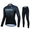 Хит продаж, комплект велосипедной джерси STRAVA с длинным рукавом, пограничная версия, быстросохнущие дышащие лямки с рисунками на выбор