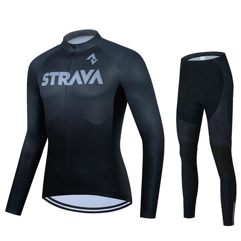 Хит продаж, комплект велосипедной джерси STRAVA с длинным рукавом, пограничная версия, быстросохнущие дышащие лямки с рисунками на выбор