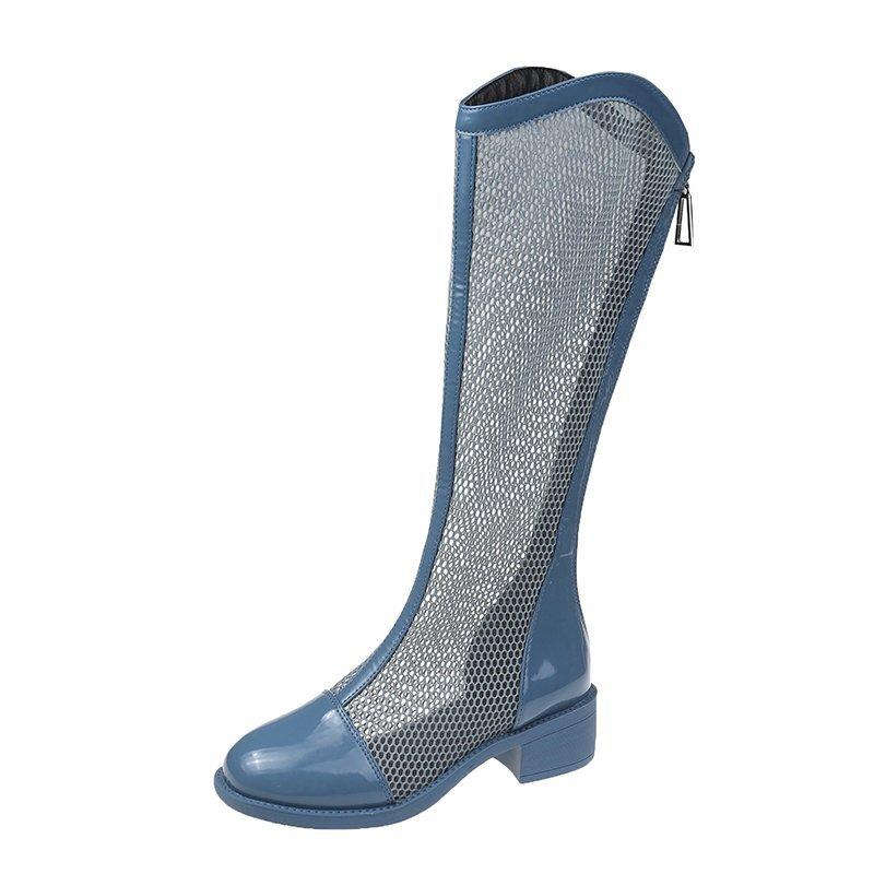 High Boots For Women Fashion Platform Martern Boot Hollow Long Boots Woman Sring Autumn 2023 New Mesh Sexy Knee -Length Boots