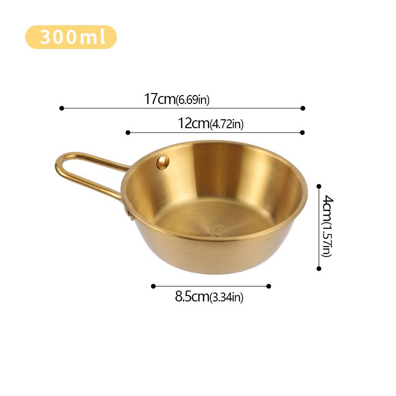 304 Нержавеющая сталь Бытовая корейская кухня Чаша с ручкой Рис Вино Чаши Соус Приправа Блюдо Сервировка Кухонная Посуда