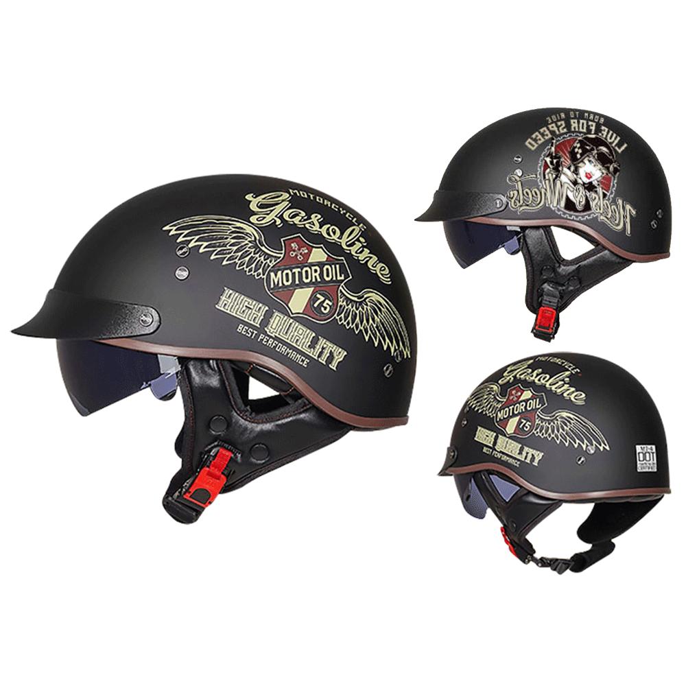 Ретро Шлемы Для Мотоцикла Capacete De Moto Шлем Винтажный Уличный Туристический Скутер Половинчатый Шлем Встроенный Визор Сертификация DOT