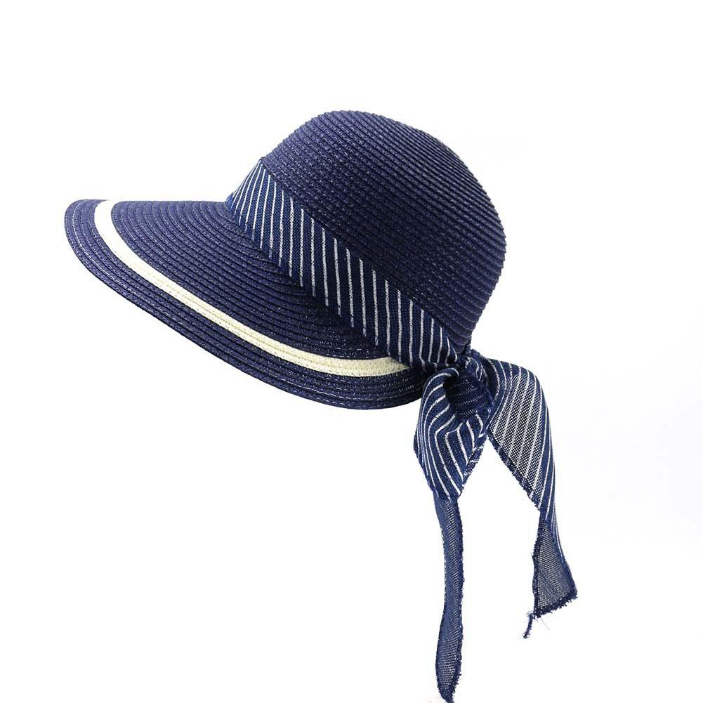 Outdoor Women Straw Hat Wide Brim with Bowknot forSummer Sun Hat