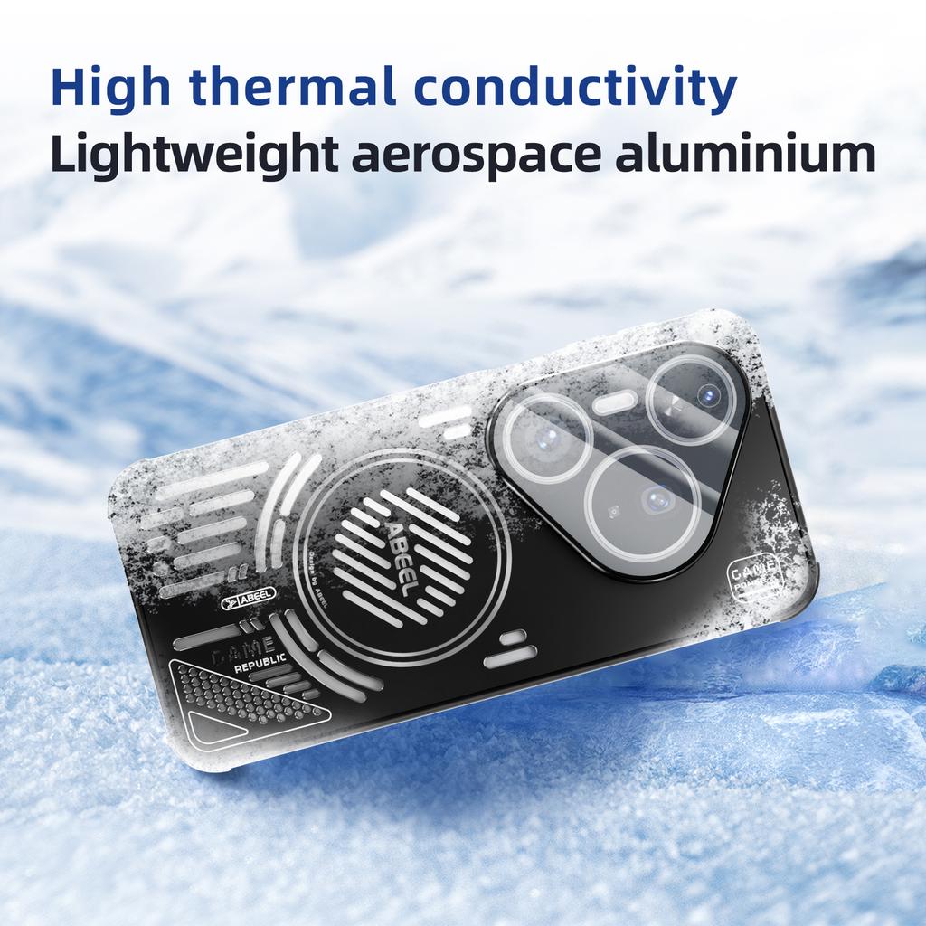 ABEEL For Huawei Pura 80 Ultra Magnetic Case Aluminium Alloy+PC+TPU Hollow Heat Dissipation Phone Cover