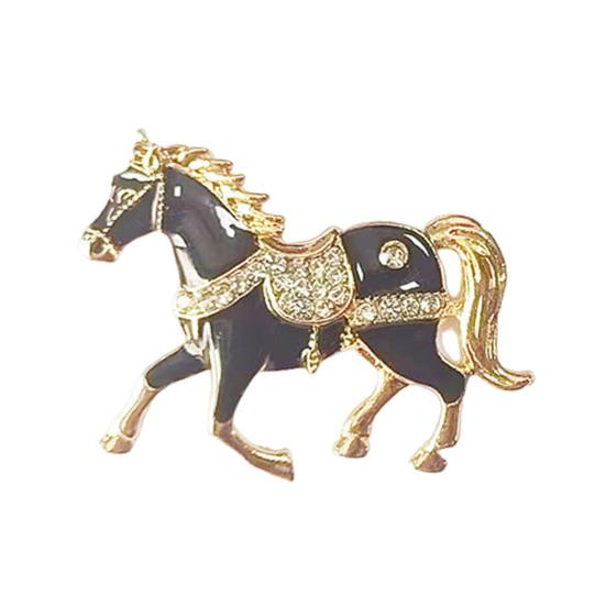 1/4Pcs Horse Brooch Alloy Enamel Pin with Rhinestones Inlaid Clothes Hats Bags Collar Badge Fashion Accessories