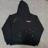 Sp5der FW23 Hoodie Unisex Streetwear Pullover Sweatshirt With Web Print Loose Fit Cotton Blend