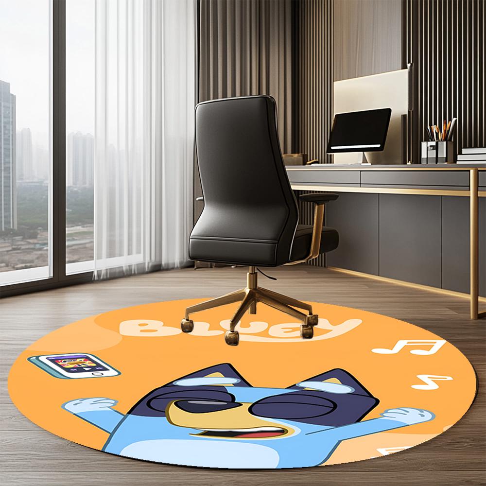 Bluey Printed Round Rug Carpet Chair Rug Area Rug Entryway Doormats,for Office Chair Living Room Bedroom Kitchen Room.