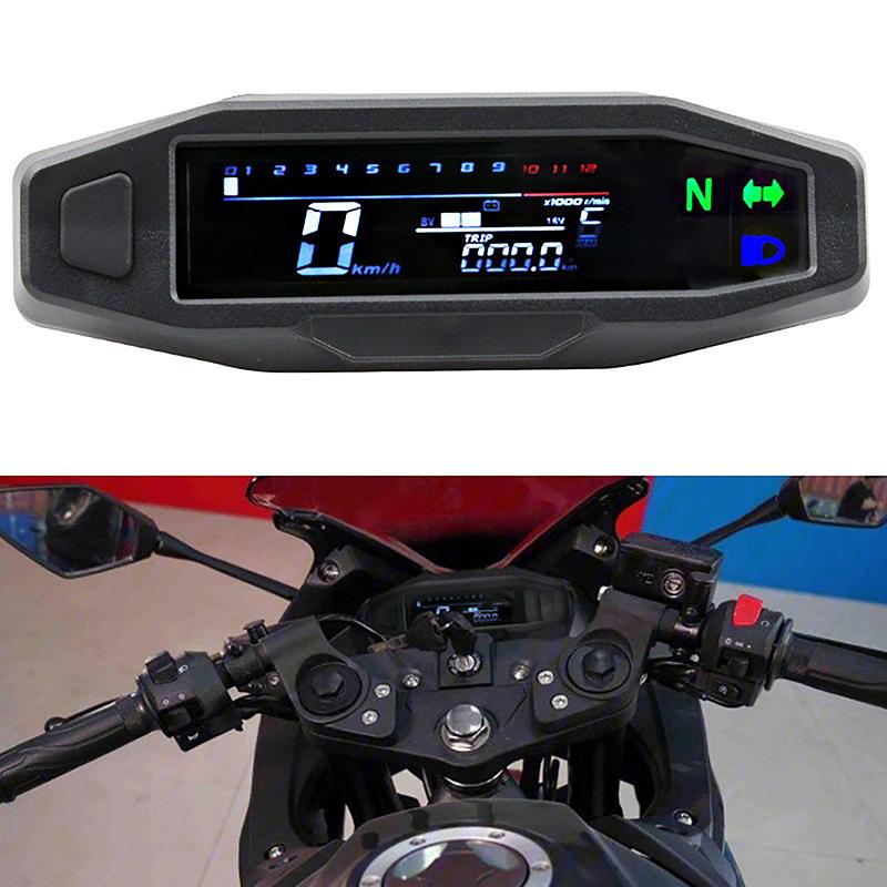Motorcycle Speedometer Meter Universal Lcd Digital Odometer Counter Motorbike Tachometer Fuel Meter