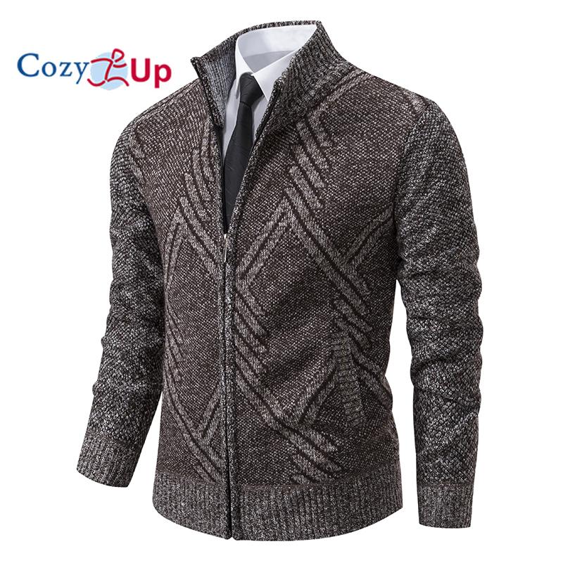 Cozy up мужской маленький воротник-стойка плюс бархатный утолщенный трикотажный кардиган свитер куртка
