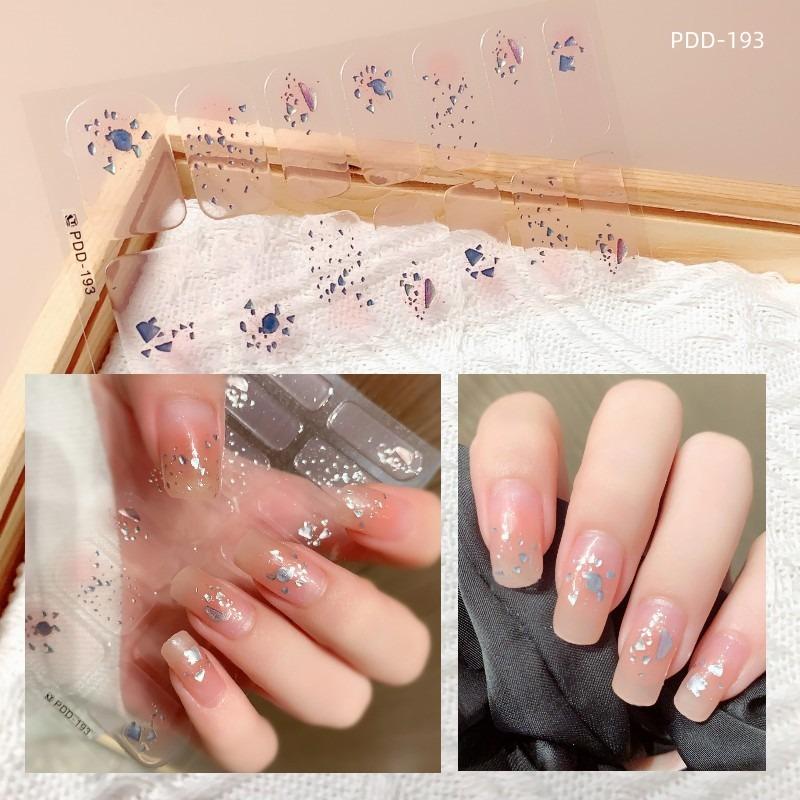 60 стилей DIY полуотвержденные гелевые наклейки для ногтей долговечные однотонные свежие цветы весной полоски для ногтей патч-слайдер наклейка с полным покрытием