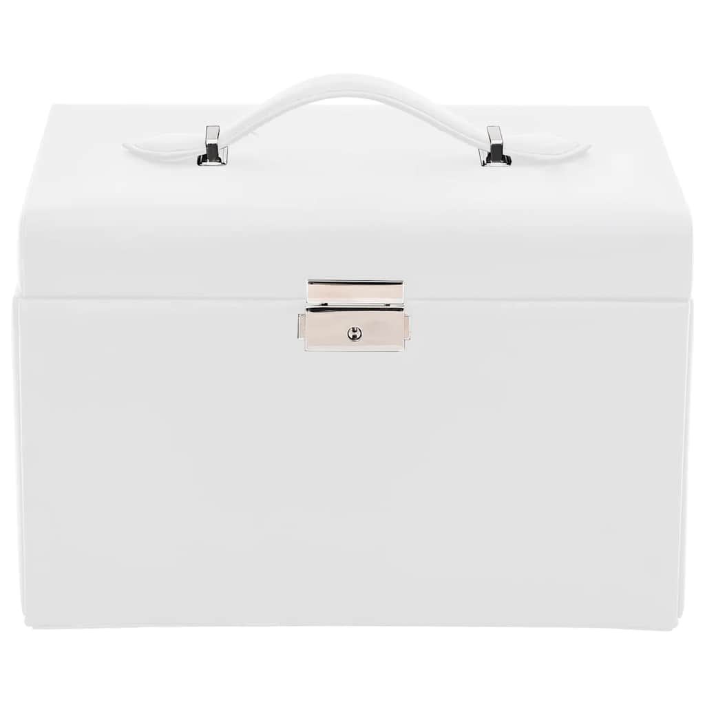 3 Tier Jewelry Box with Mirror Lockable White