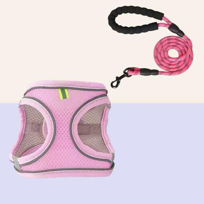 Dog Harness Leash Set Reflective Breathable Small Medium Dogs Outdoor Walking