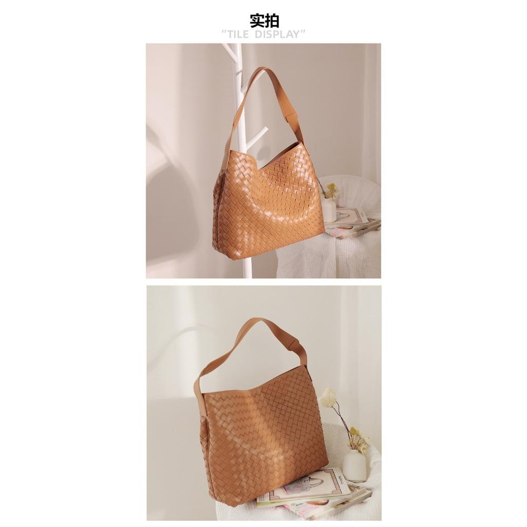 Женская сумка из взрывной кожи, пересекающая границы, простая и модная плетёная сумка-тоут, вместительная ручная сумка на плечо, женская из коровьей кожи