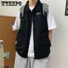 Весенне-осенний жилет, мужская куртка, верхняя одежда, рабочий стиль, молодежный жилет в Гонконгском стиле, мужской красивый черный жилет, куртка