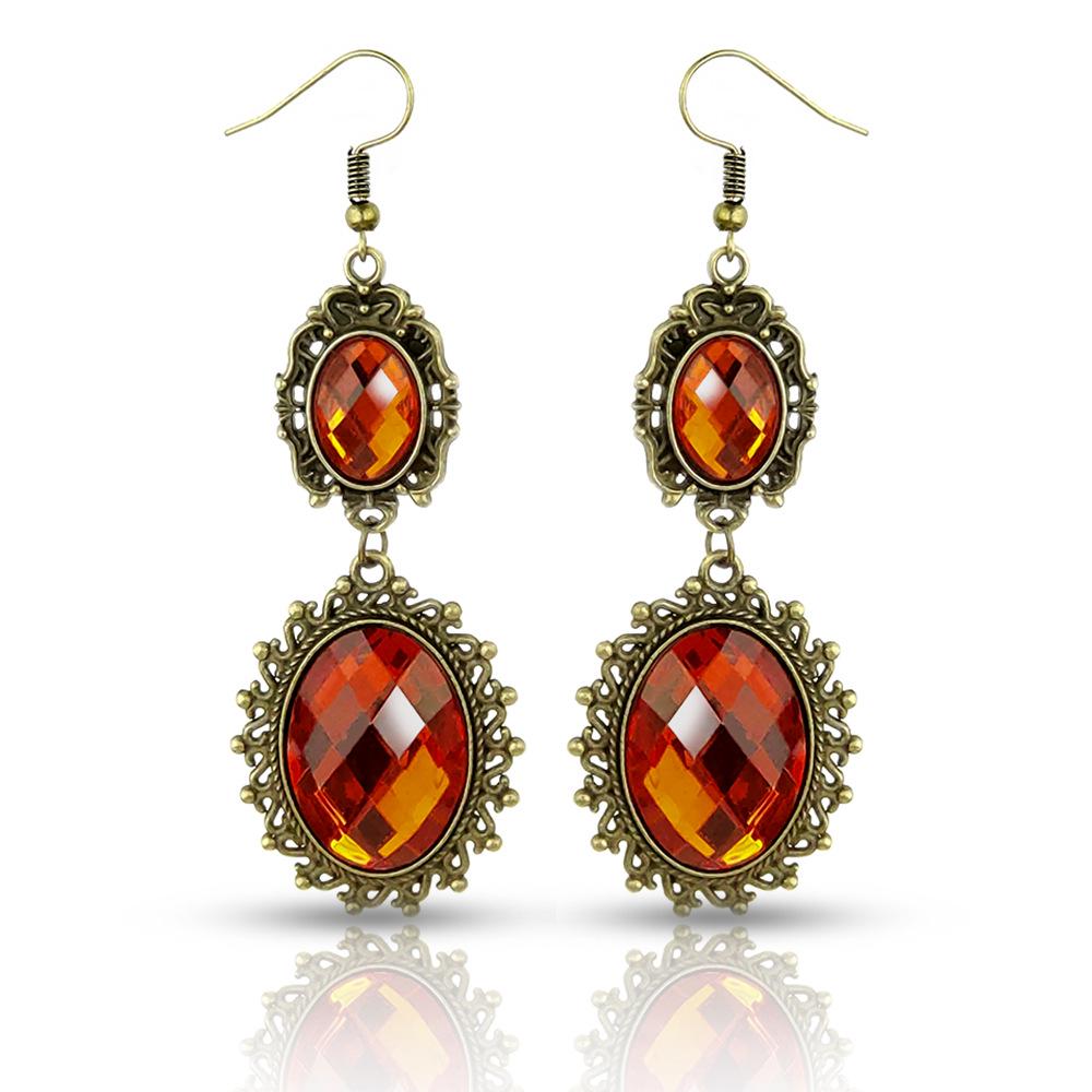 Vintage Baroque Crystal & Lace Dangle Earrings for Women - Black.