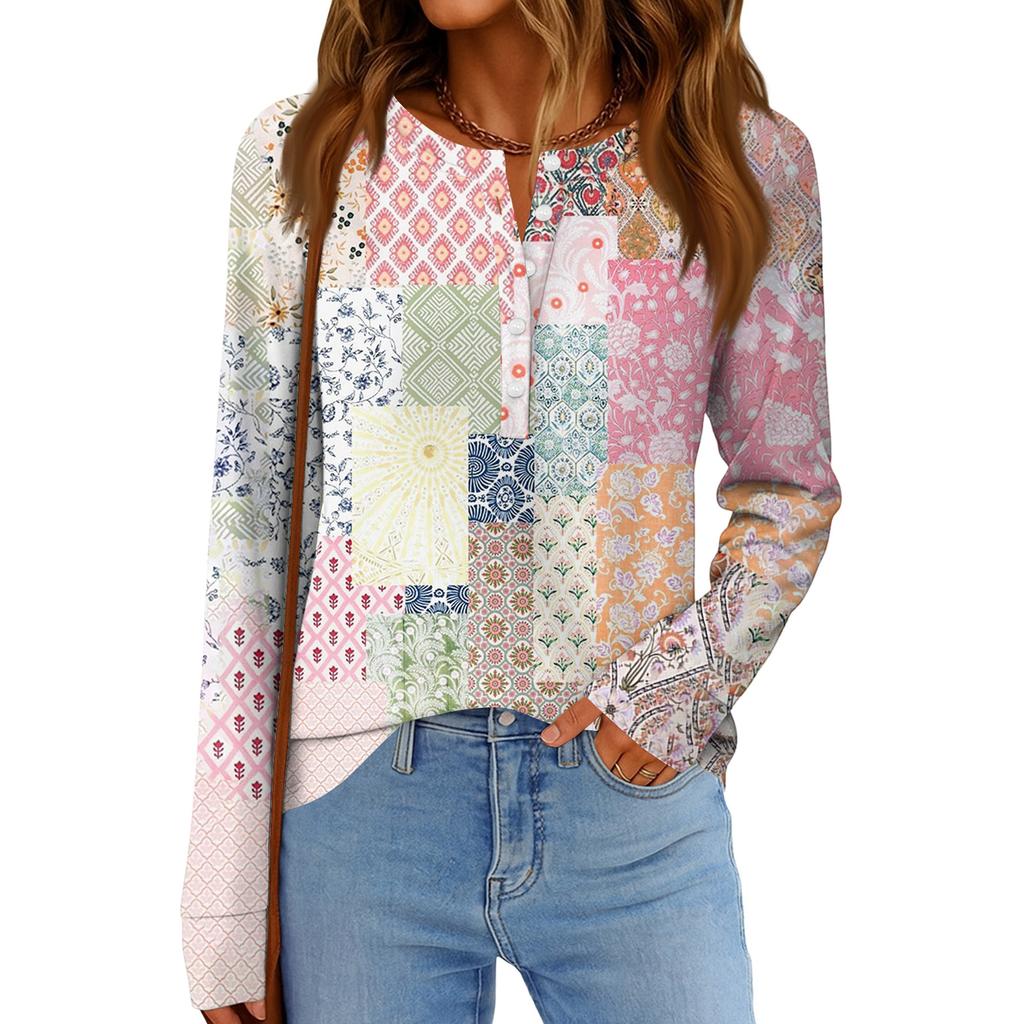 Women's Fashion  Loose Long Sleeve Round Neck Casual Top