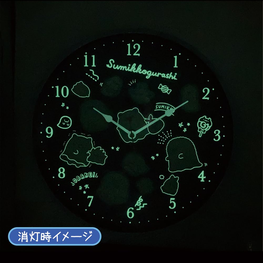 Заводские настенные часы Sumikkogurashi Призрачный ночной парк Фиолетовые T's Светящиеся в темноте 30×Г4см SG-5520453PU