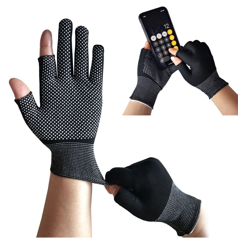 Sunscreen Sports Sun Protection Driving Biking Mittens Two Half Fingers Anti-Slip Fishing Gloves