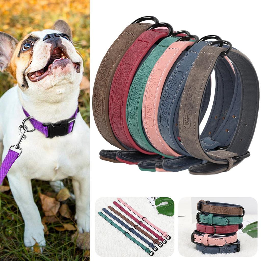 Padded Pet Dog Collar Wide Leather Dog Collar Large For Medium And Large Dogs