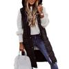 Women Vest Coat Padded Solid Color Sleeveless Hooded Drawstring Single-breasted Mid Length Slim Fit Zipper Hem Pockets