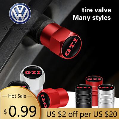 Для VOLKSWAGEN VW 4 шт. Металлические колпачки на ниппель колеса автомобиля, чехлы на шток Для Volkswagen GTI T-ROC GTD Atlas Tiguan Passat Golf Po