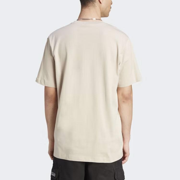 Adidas Originals T Shirts Men's Beige Crew Neck Moderate Straight Fit IJ7462