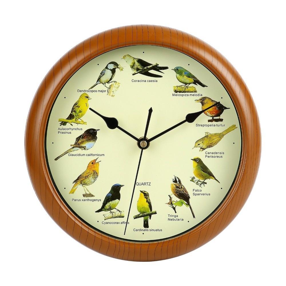 Sound Feature Wall Hanging Clock 10 Inch Musical Wall Clock Singing Bird Clock Room Decoration