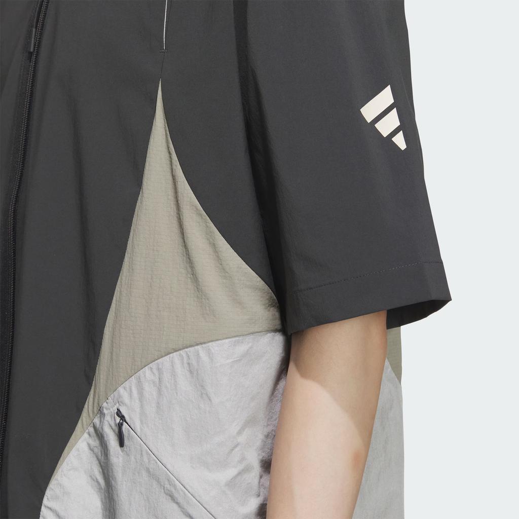 Adidas Рубашка Future Style на молнии с цветным воротником и коротким рукавом, повседневная рубашка, мужские рубашки цвета Carbon-Black JL9960