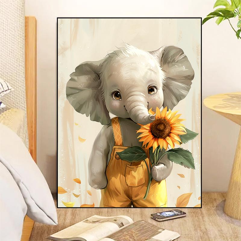 5d DIY Алмазная картина, вышивка крестом, мультфильм, животное, слон, алмазная вышивка, мозаика, полный круглый дрель, домашний декор, искусство