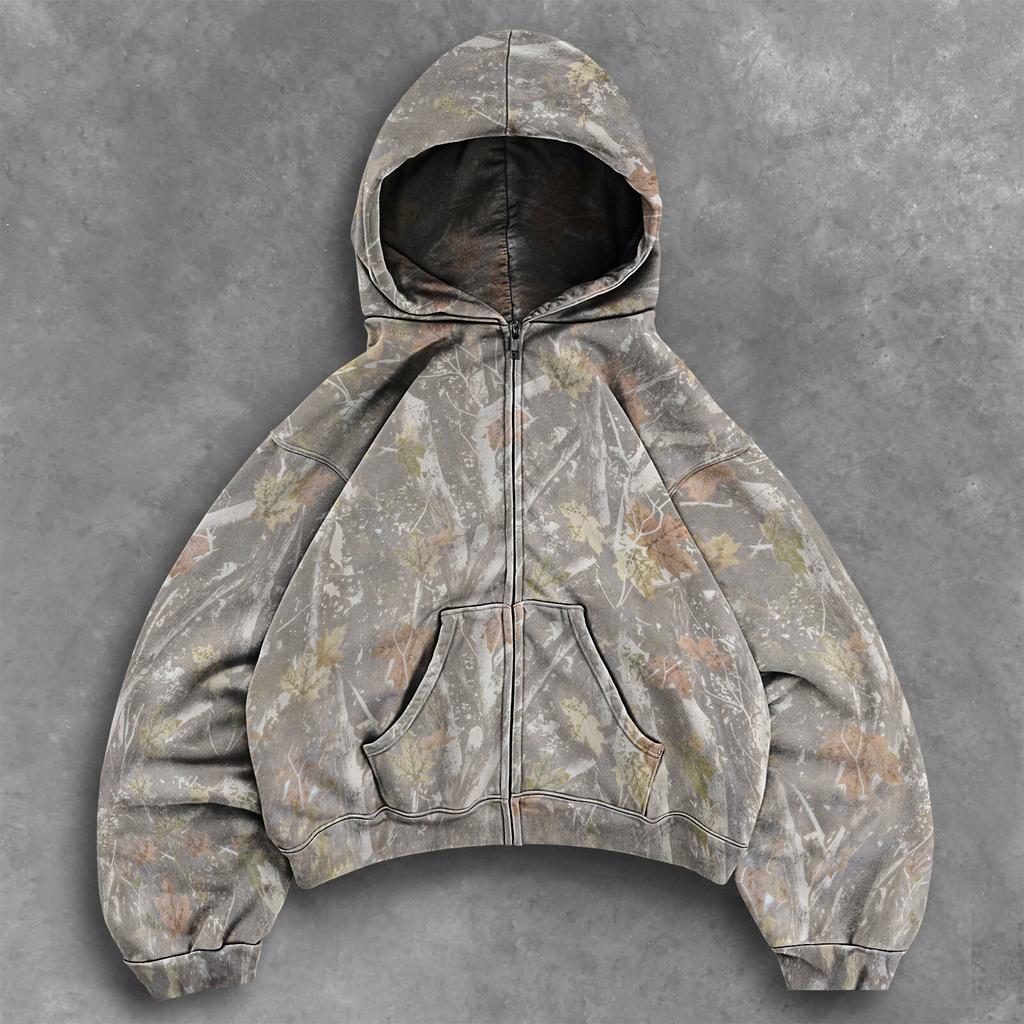 Женская толстовка на молнии Realtree Tree Camo 3D-принт Длинный рукав Оверсайз Повседневная Уличная одежда Толстовка с капюшоном