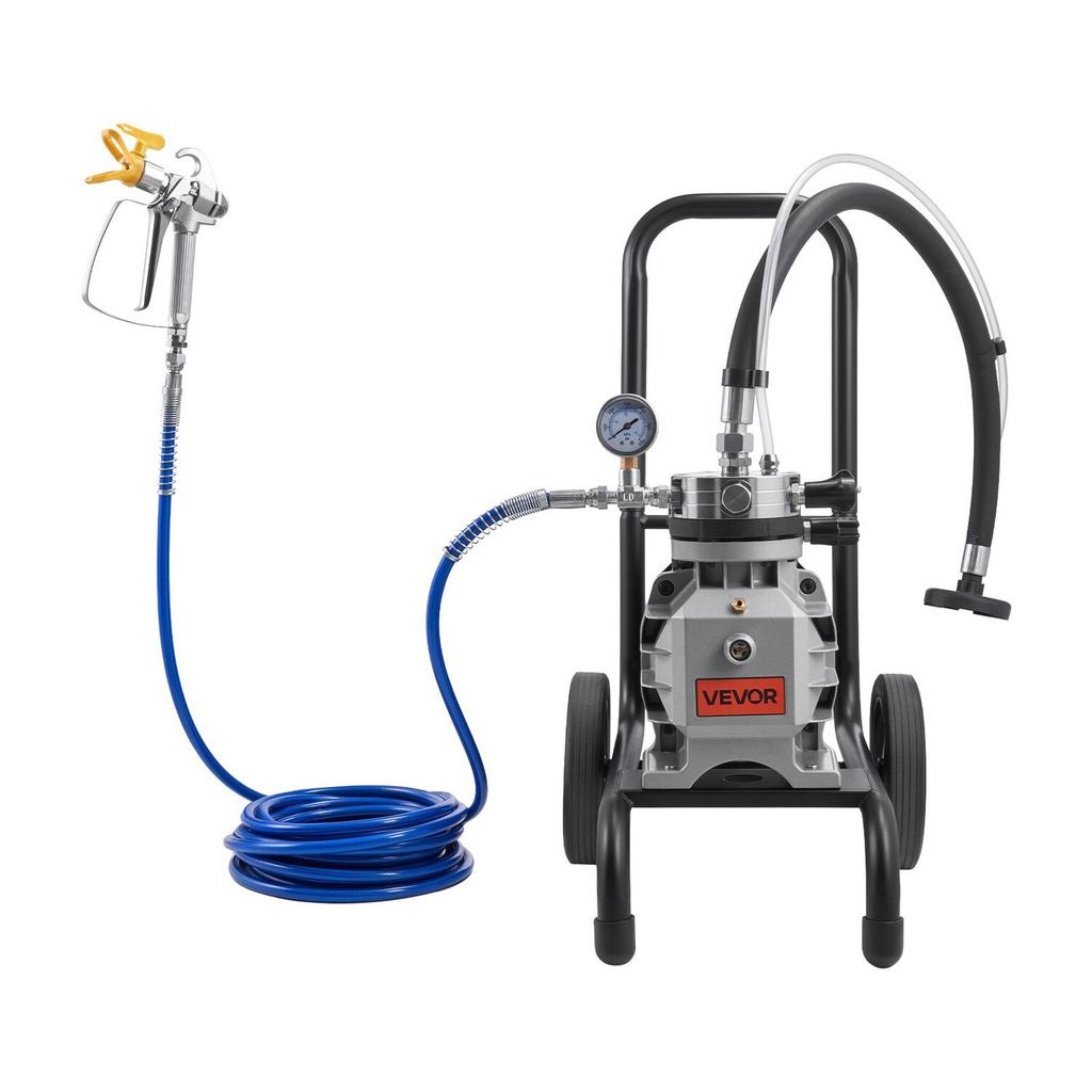 Diaphragm Airless Paint Sprayer, 1800 W Efficient Cart Airless Paint Sprayer, 3300 psi High Pressure, with Extension Pole, Cleaning Needle and Brush,