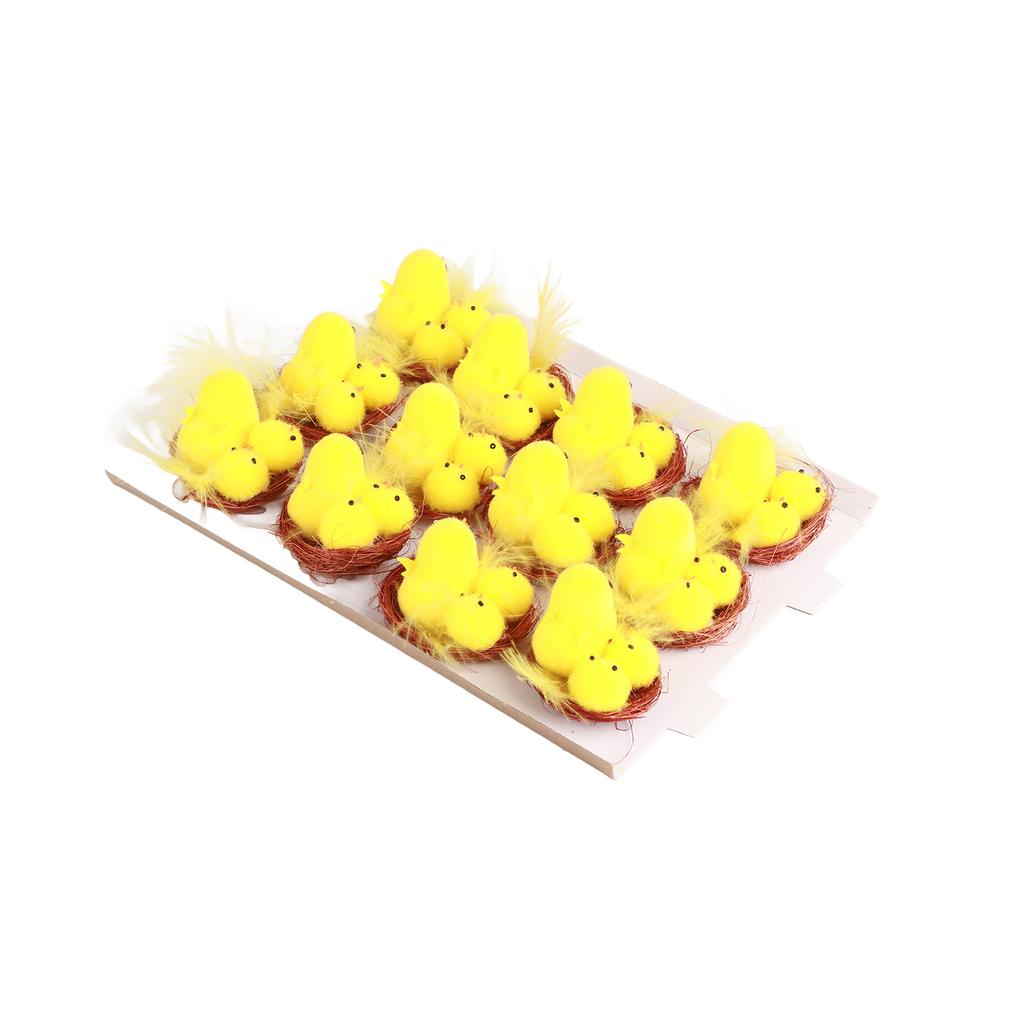 12 Pcs Mini Easter Chicks Yellow Easter Decoration Toy Spring Home Garden Decor Party Favors and