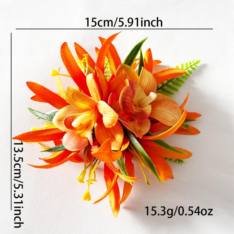 Simulated Orchid Hair Clip Lightweight Bohemian Side Hair Claw for Women Casual Beach Resort Daily Wear Gift