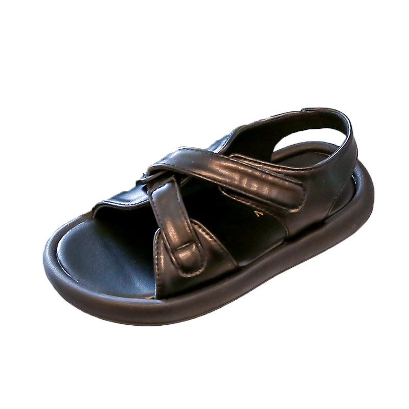 Boys and Girls Casual Open Toe Cute Children Sandals 2024 Summer New Flat Hook & Loop Beige Kids Fashion Soft Simple Japanese