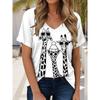 Women's T Shirt Graphic Animal Giraffe Elegant Vintage Casual Short Sleeve V Neck Regular Tops Wear Print Summer