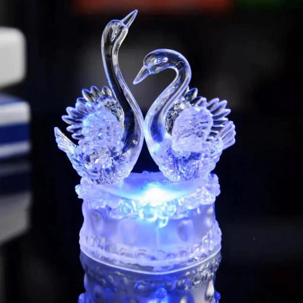 Ночник акриловый светодиодный ночной светильник двойной лебедь ночник с красочными светодиодными огнями питание от USB лампа для настроения акриловая основа для спальни