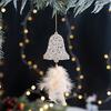 Christmas Tree Ornament Snowflake Plush Pendant Hanging Xmas Pendant with Feather Elements Sequins Bells Winter New Year Party Decor
