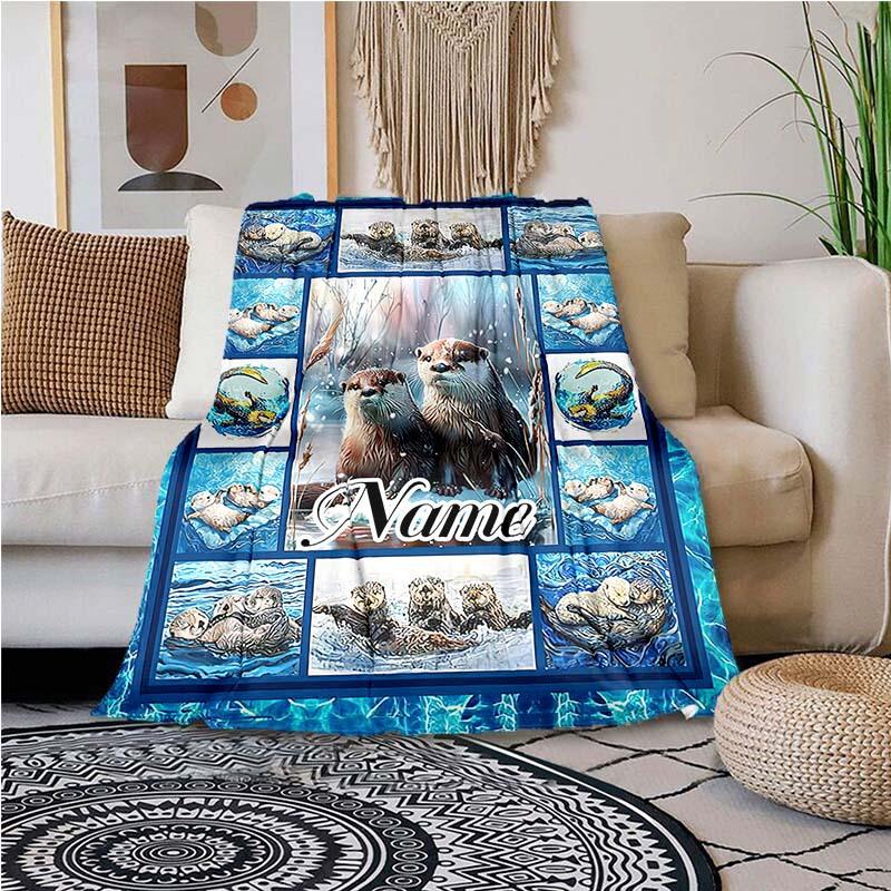 Otter Customize Your Name Blanket Used For Chair Office Sofa Bed Camping Soft And Warm Giving Friends And Relatives Birthday Graduation Gift