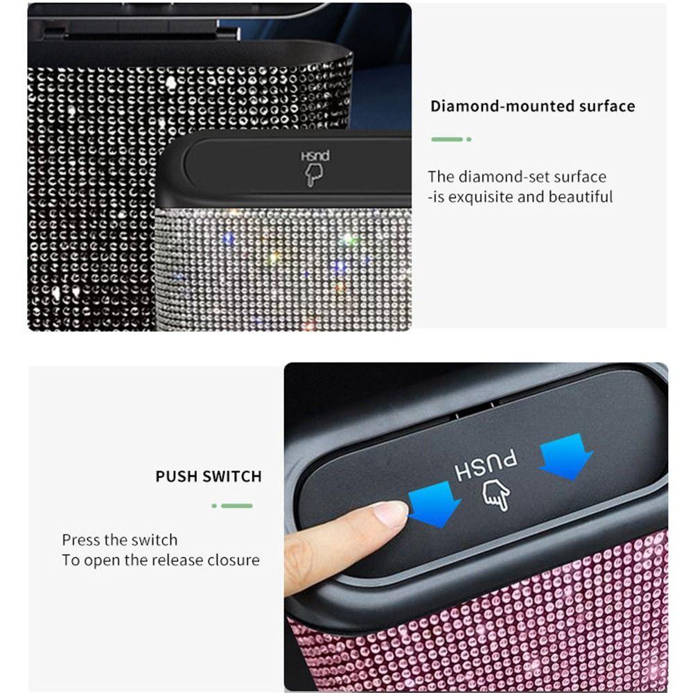Bling Rhinestones Auto Unbrella Storage Box Removable Vehicle Hanging Dust Case  Seat Back